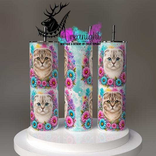 Numérique - Collection Fleurie Pastelle - Chat Scottish fold
