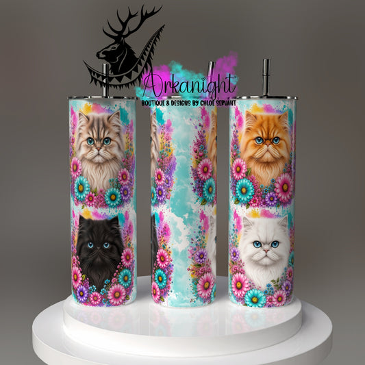 Gourde sur commande - Collection Fleurie Pastelle - Chat Noir Persan