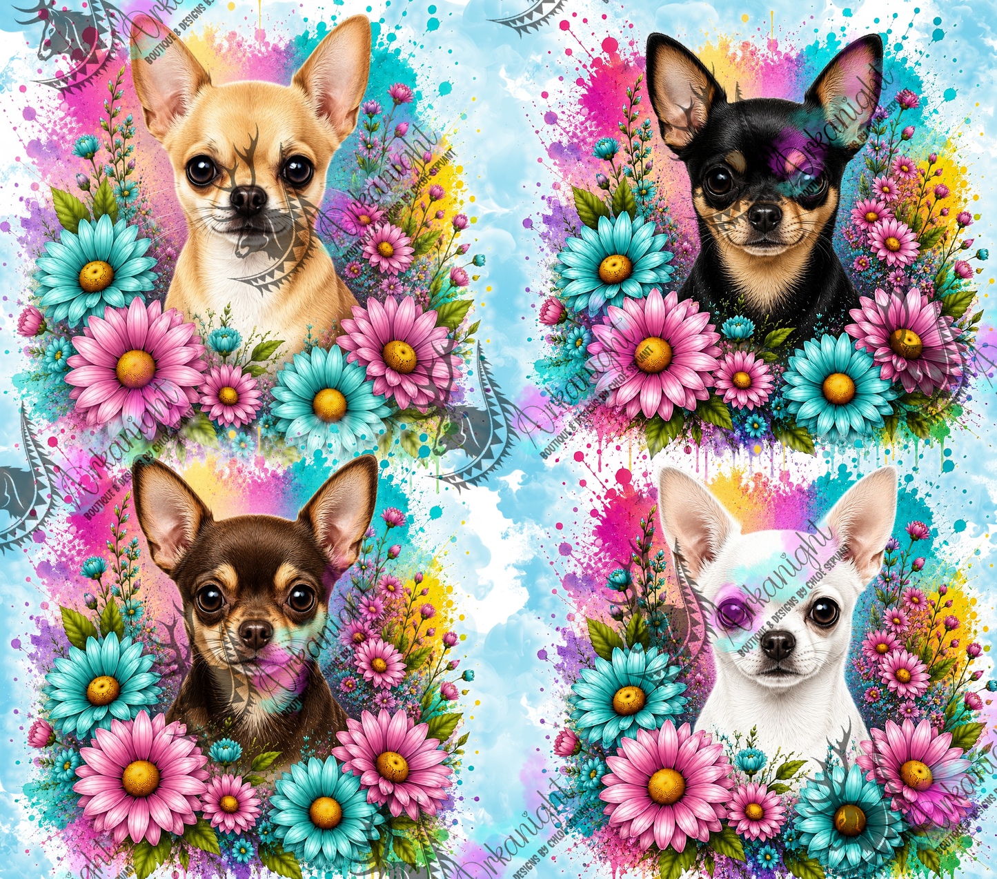 Numérique - Collection Fleurie Pastelle - Chihuahua