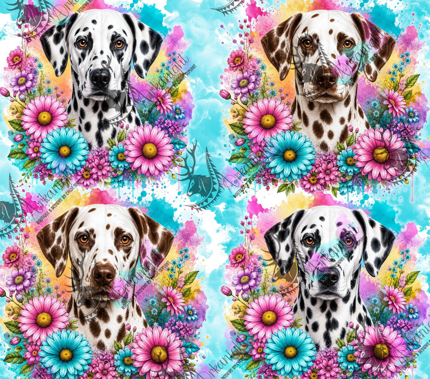 Numérique - Collection Fleurie Pastelle - Dalmatien