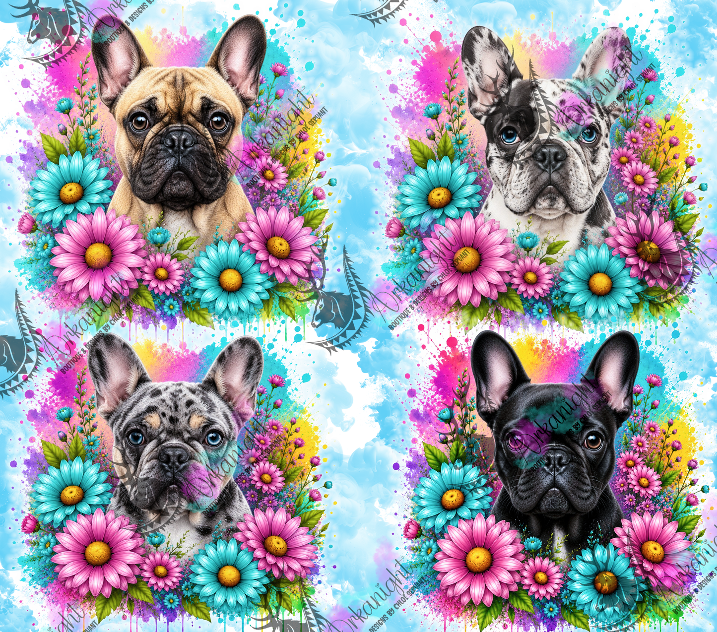 Numérique - Collection Fleurie Pastelle - Bulldog Français