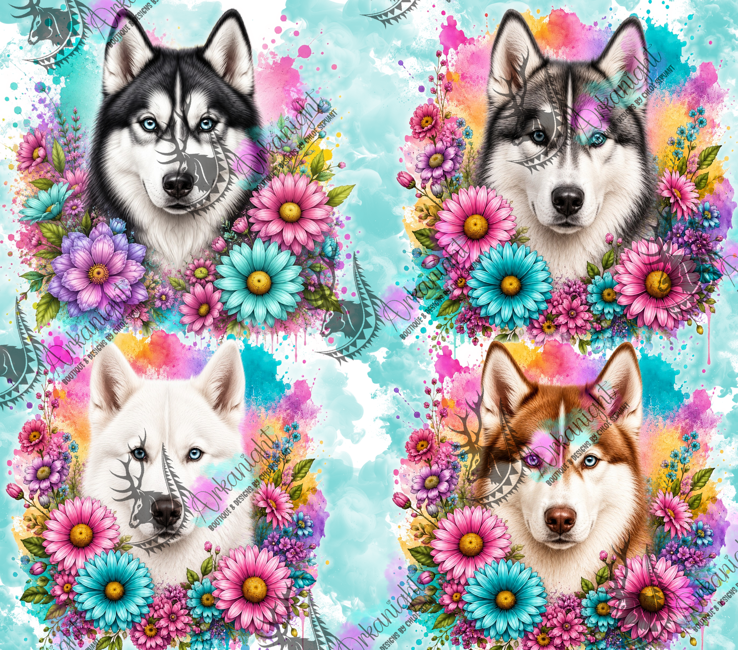 Numérique - Collection Fleurie Pastelle - Husky