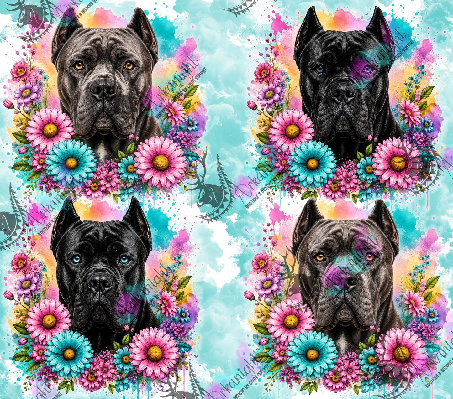 Numérique - Collection Fleurie Pastelle - Cane Corso