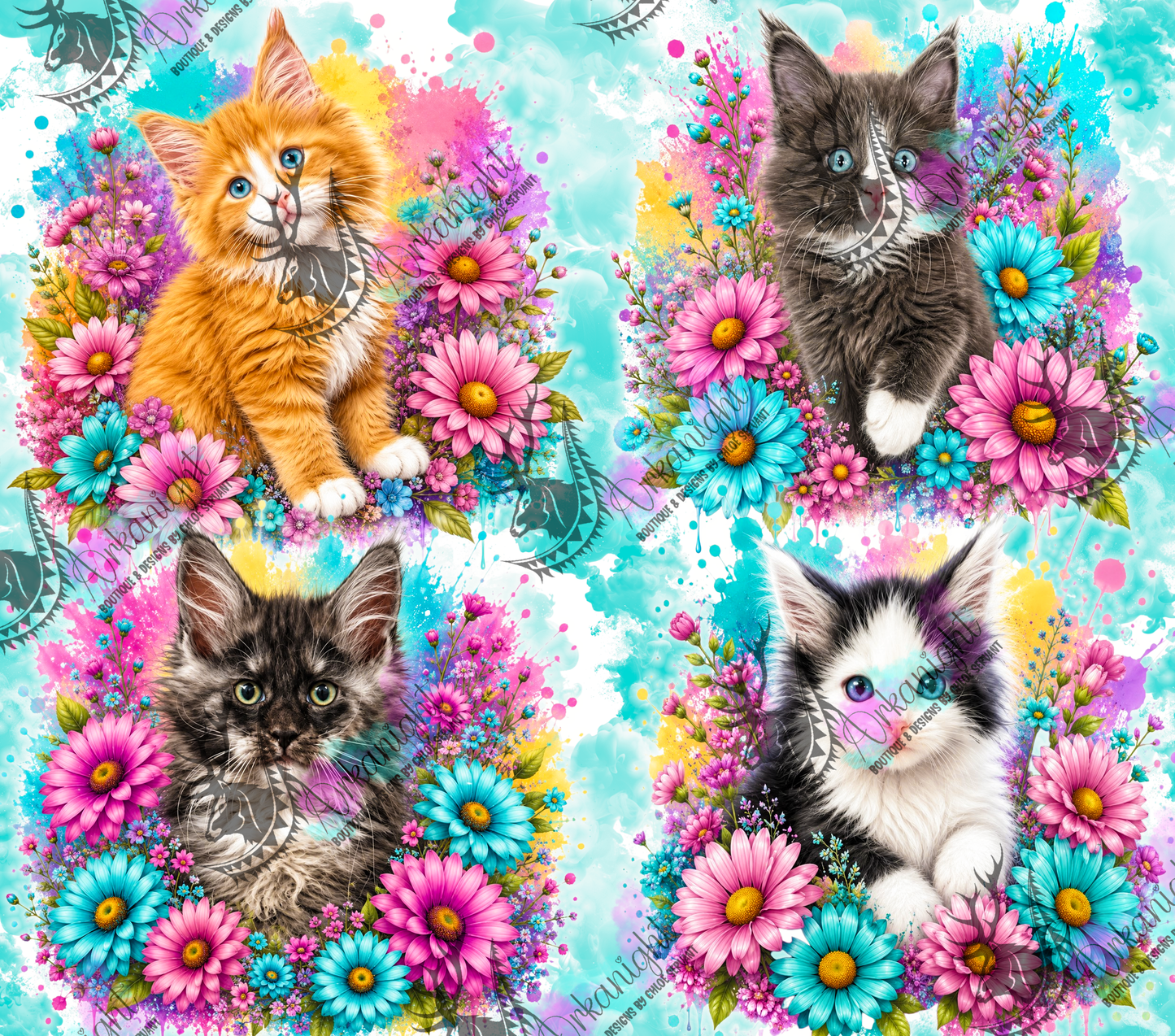 Numérique - Collection Fleurie Pastelle - Bébé Mainecoon