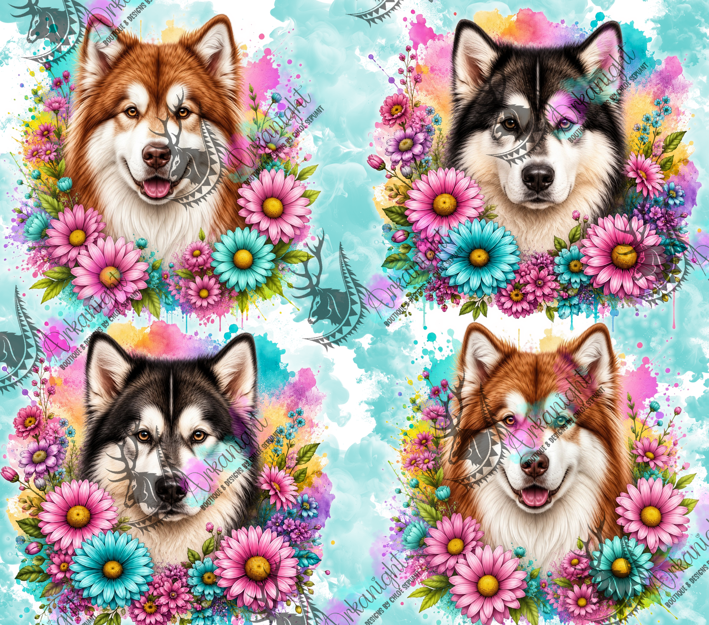 Numérique - Collection Fleurie Pastelle - Malamute