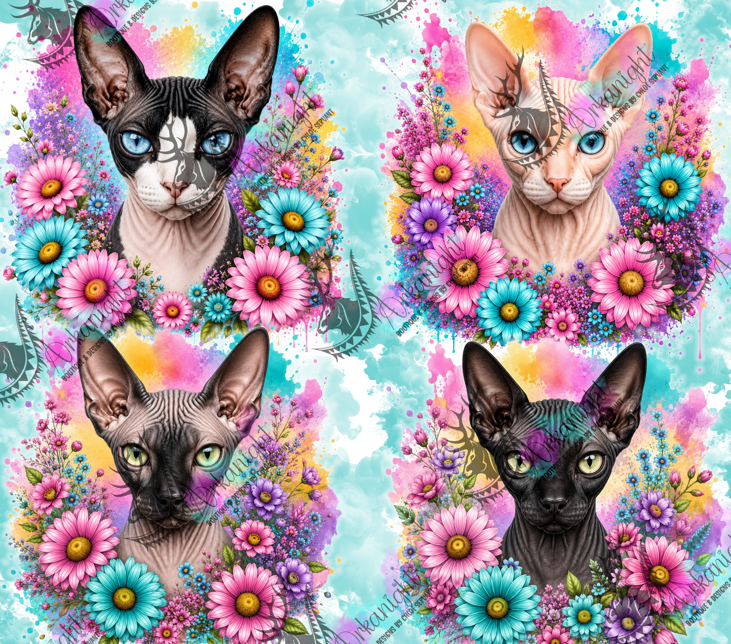Numérique - Collection Fleurie Pastelle - Sphynx