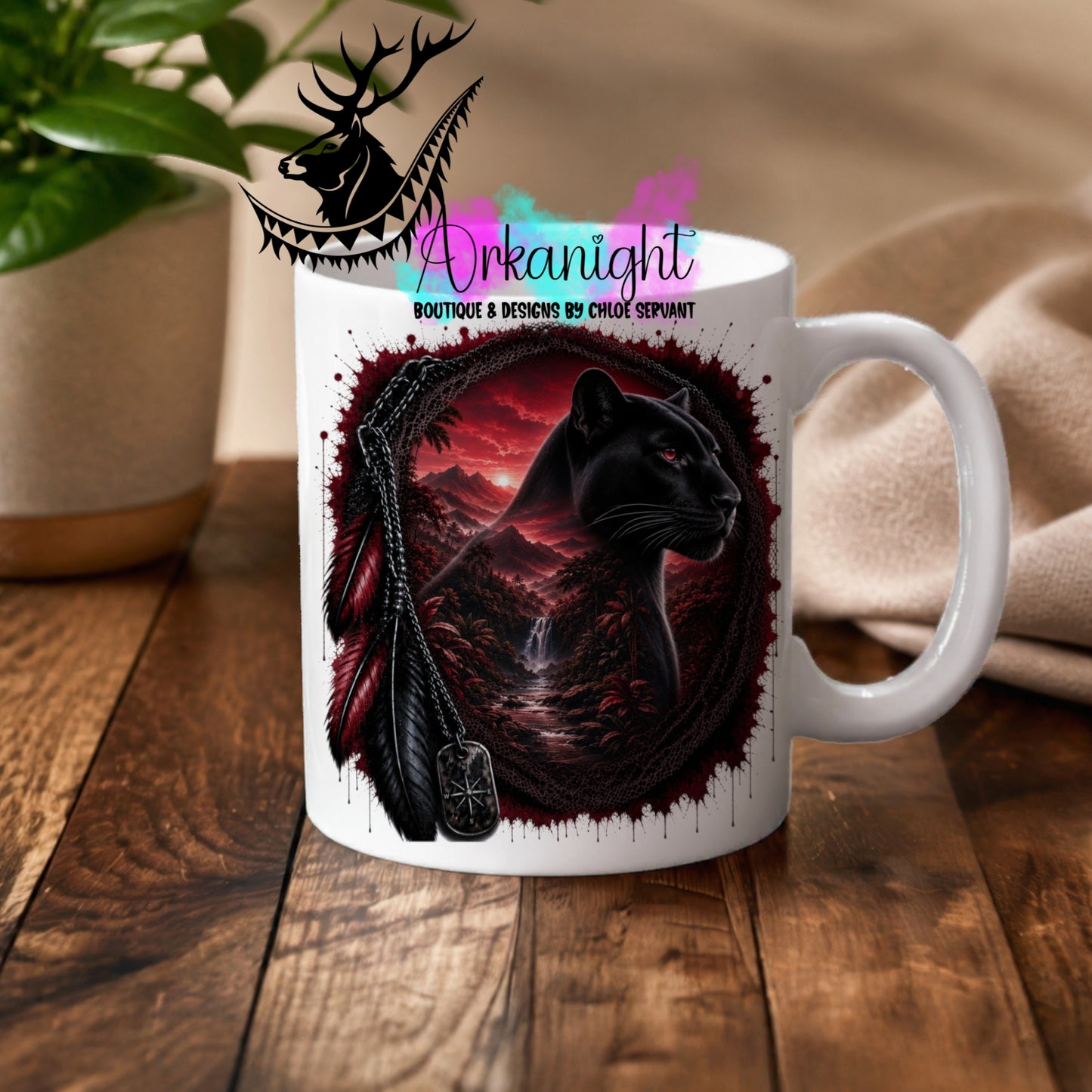 Tasse en céramique sur commande - Collection Boho 2026 ♡ Double Exposition ♡ Panthère Noire