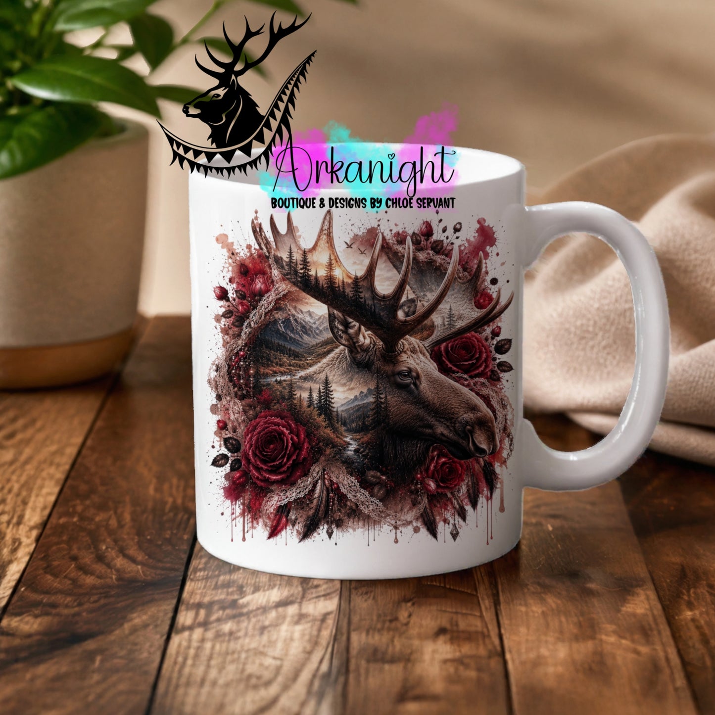 Tasse en céramique sur commande - Collection Boho 2026 ♡ Double Exposition ♡ Orignal & fleur