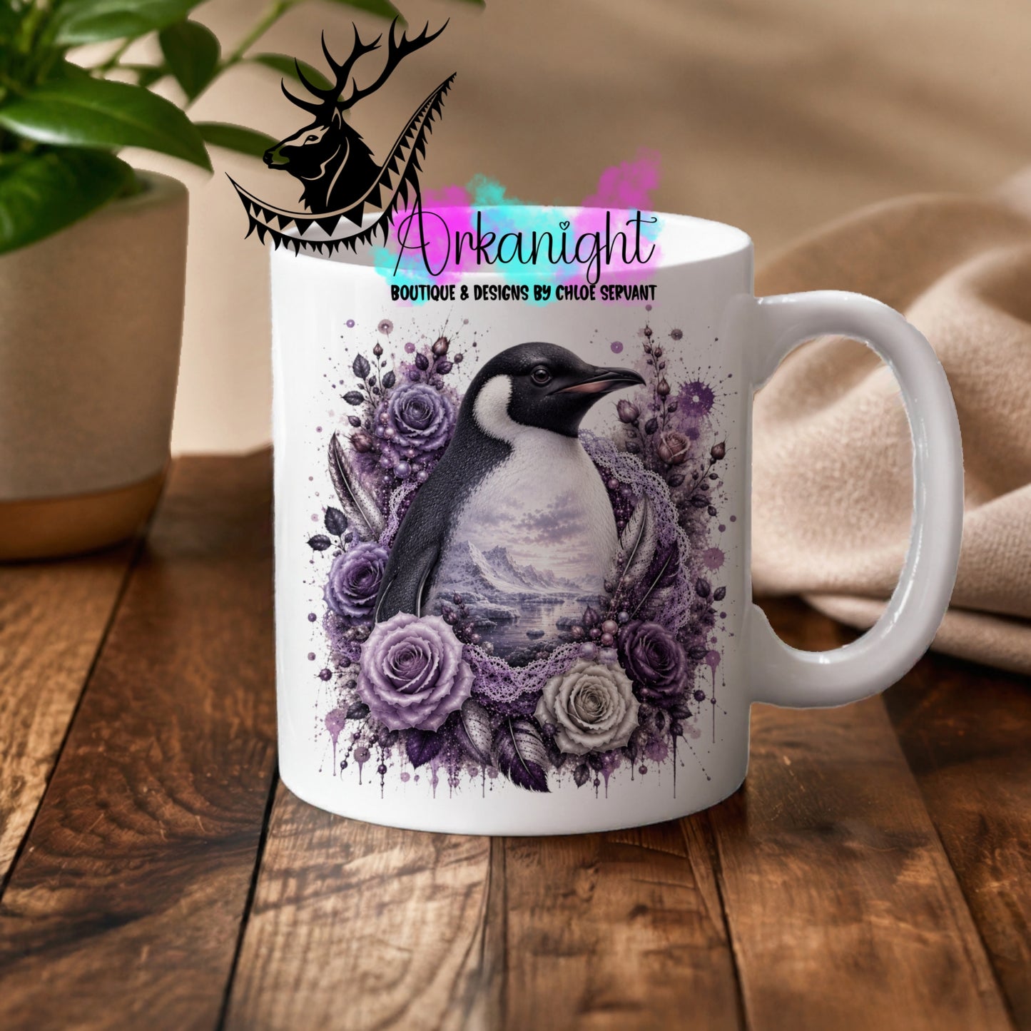 Numérique - Tasse en céramique - Collection Boho 2026 ♡ Double Exposition - Pingouin