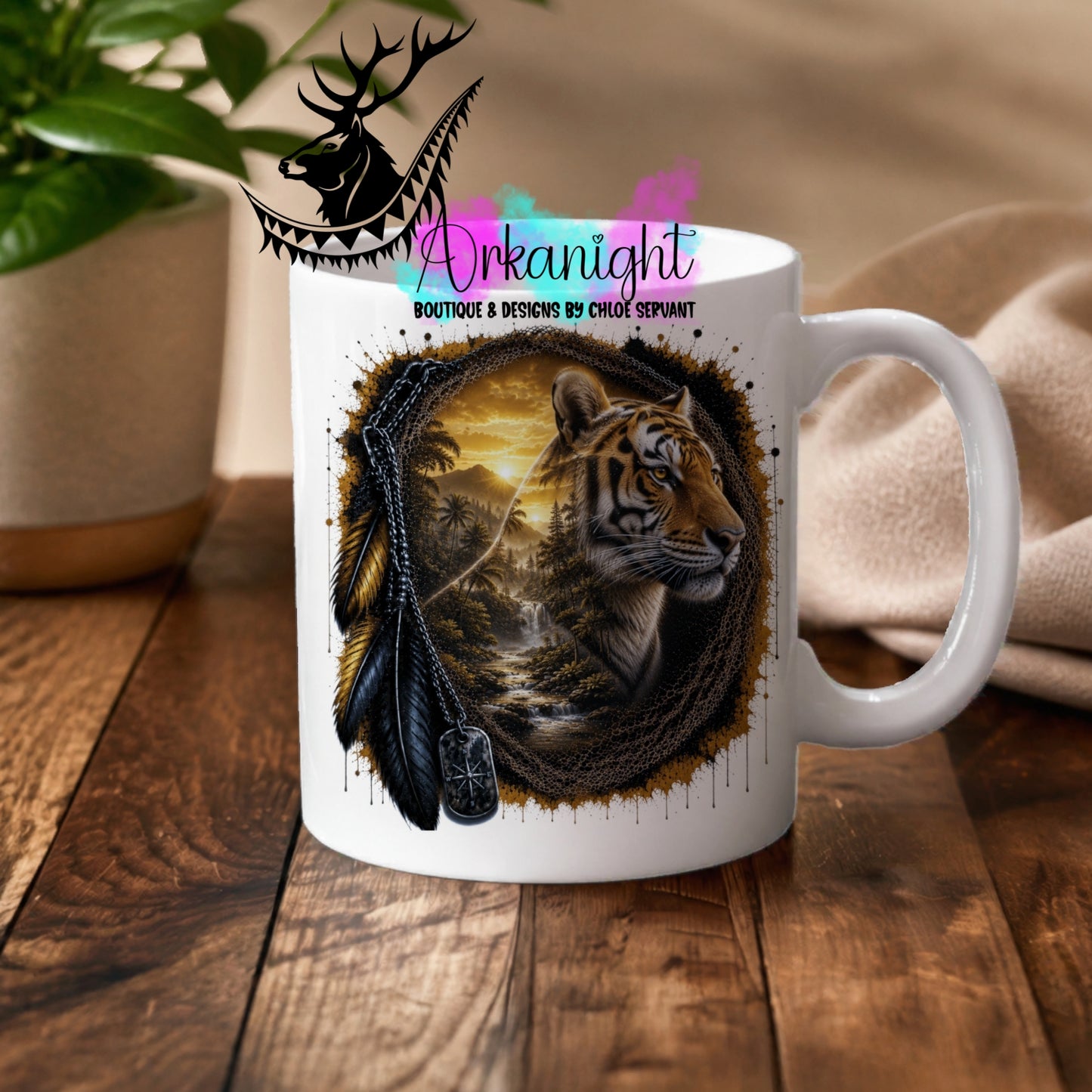 Tasse en céramique sur commande - Collection Boho 2026 ♡ Double Exposition ♡ Tigre