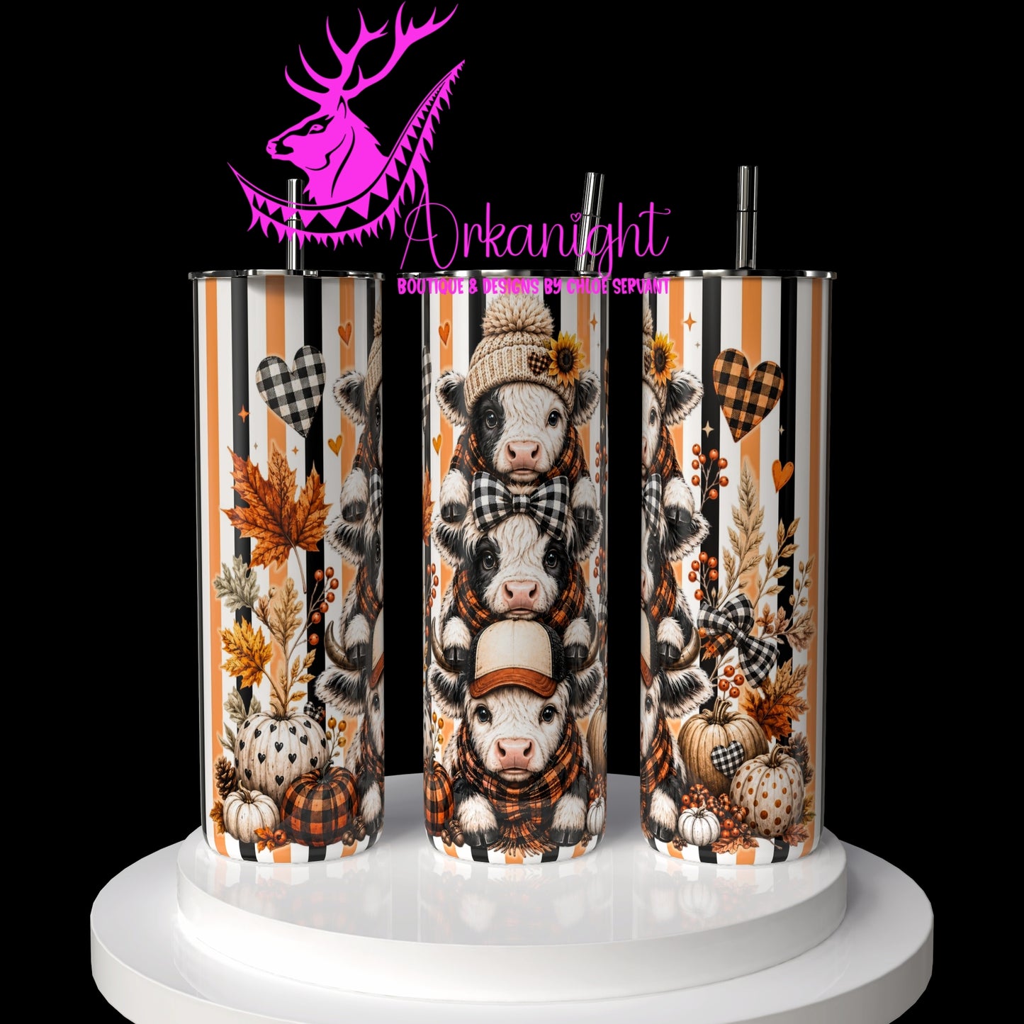 Numérique - Collection Automne 2026 - Trio Vache Noir & Blanche - Teinte Orange