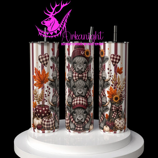 Gourde sur commande - Collection Automne 2026 - Trio de Vache Grise - Teinte Bourgogne