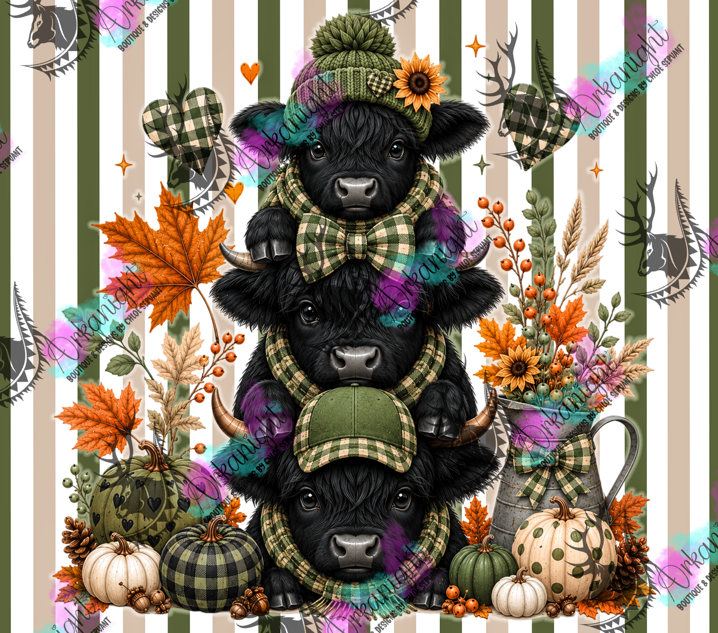 Numérique - Collection Automne 2026 - Trio Vache Noir - Teinte de Vert Militaire