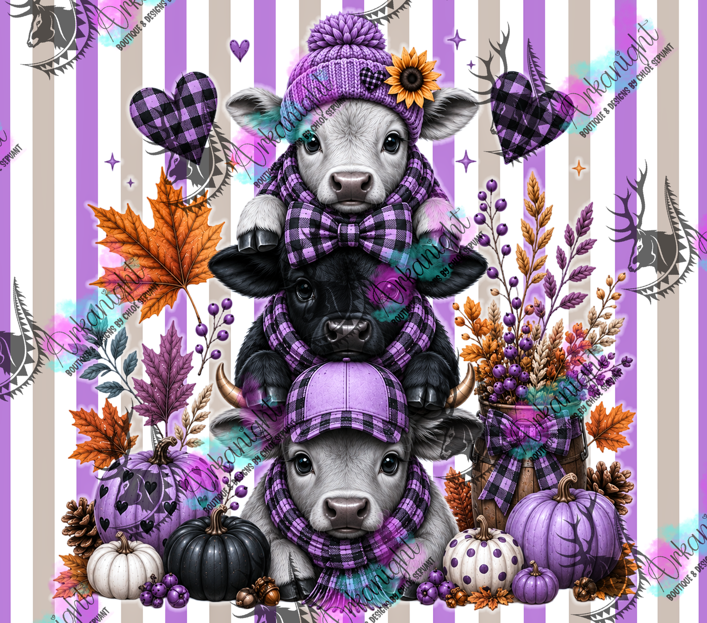 Numérique - Collection Automne 2026 - Trio Vache Grise & Noir - Teinte de Mauve