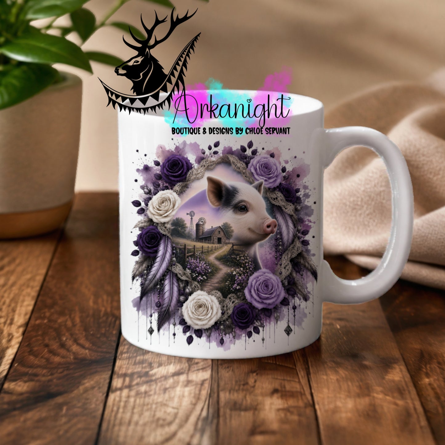 Numérique - Tasse en céramique - Collection Boho 2026 ♡ Double Exposition - Cochon