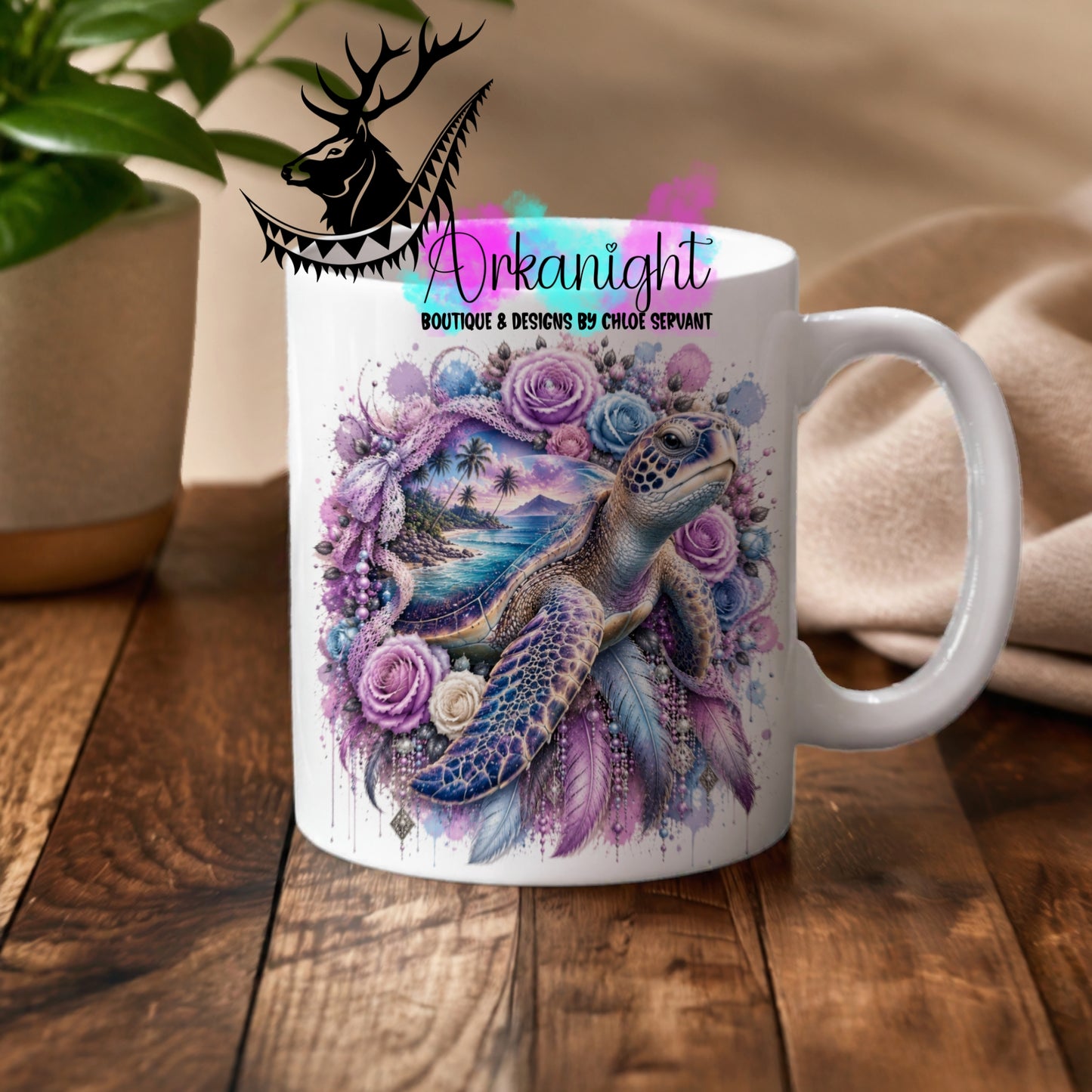 Numérique - Tasse en céramique - Collection Boho 2026 ♡ Double Exposition - Tortue de mer