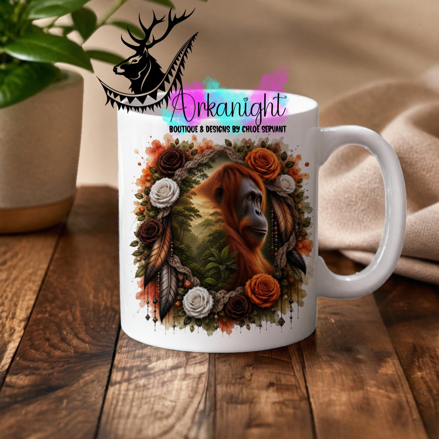 Numérique - Tasse en céramique - Collection Boho 2026 ♡ Double Exposition - Ourang-Outang