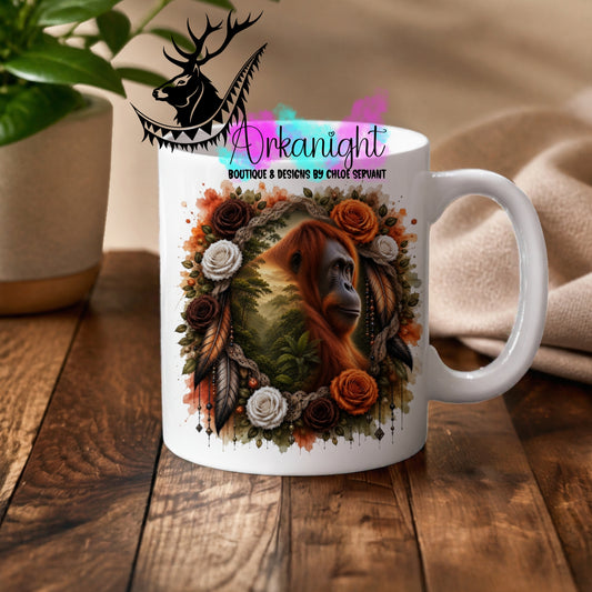 Numérique - Tasse en céramique - Collection Boho 2026 ♡ Double Exposition - Ourang-Outang