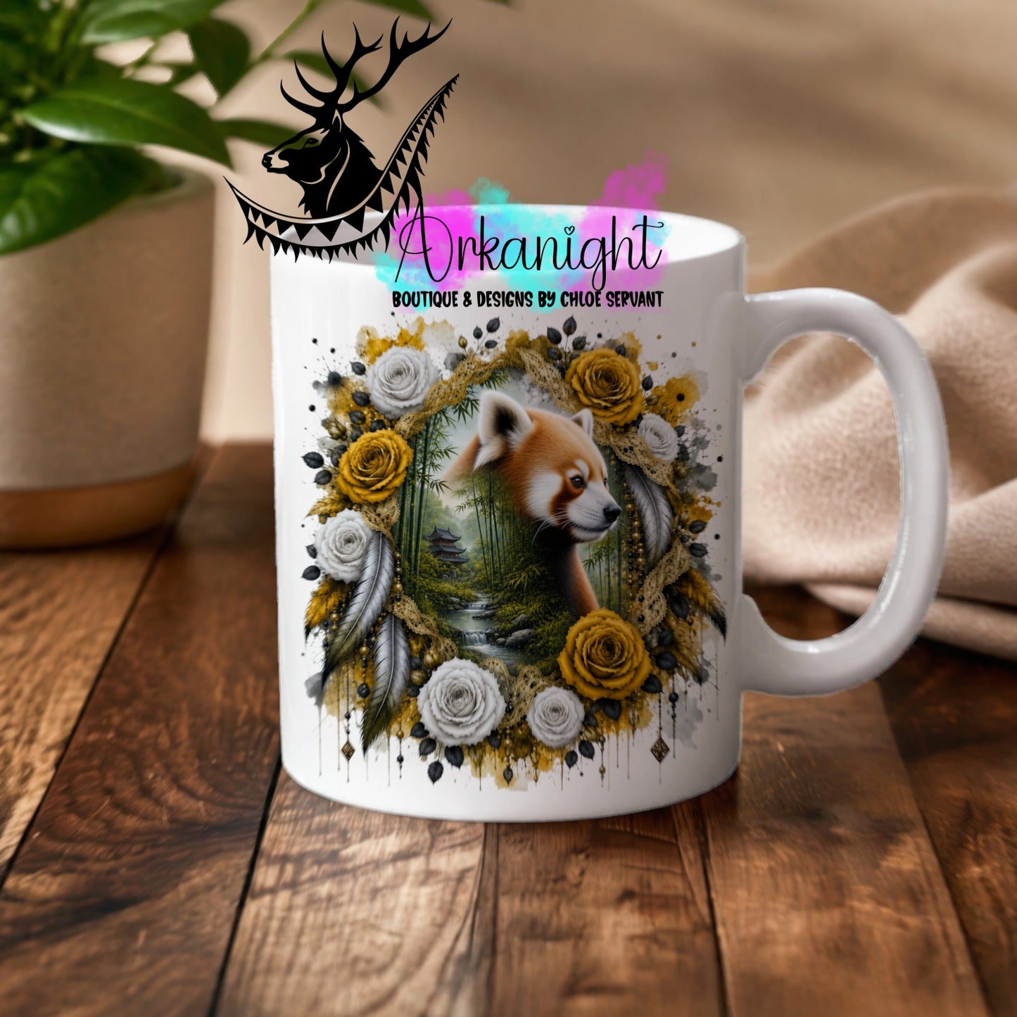 Numérique - Tasse en céramique - Collection Boho 2026 ♡ Double Exposition - Panda Roux