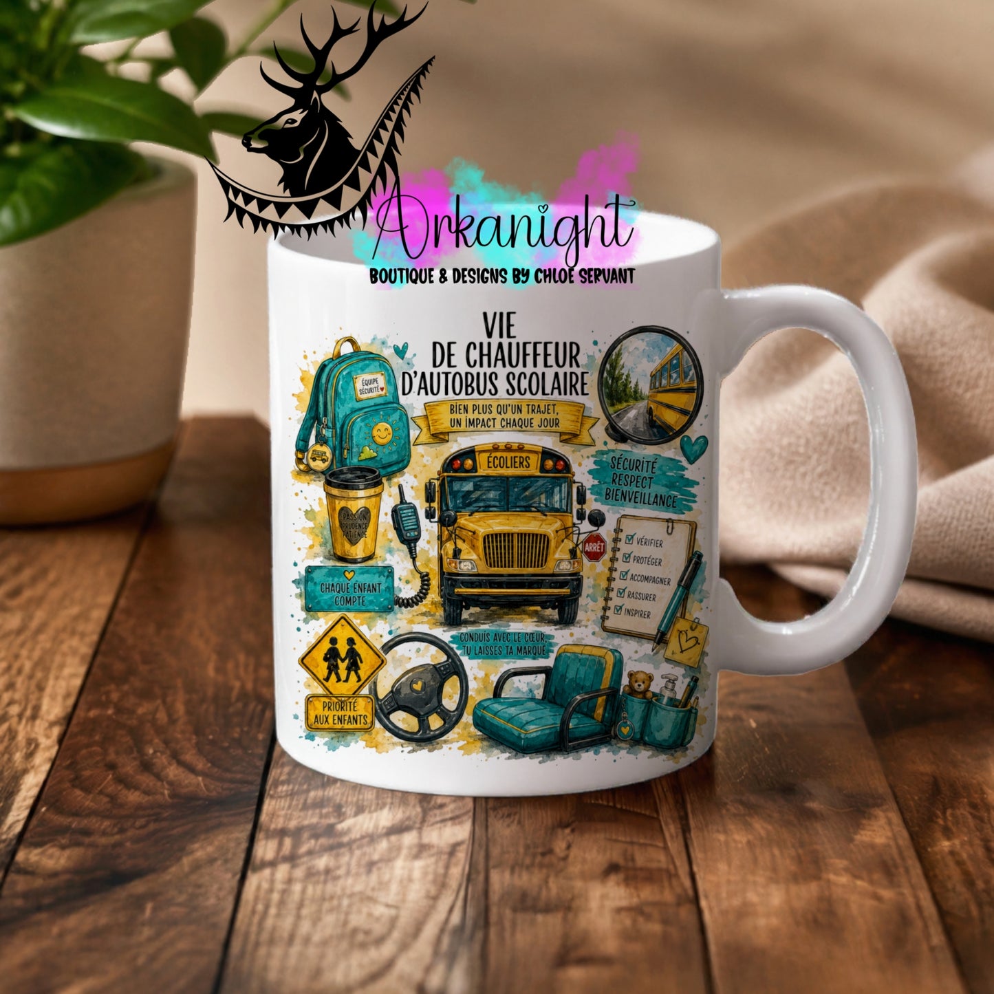 Tasse en céramique sur commande - Collection Occupation & Passion ♡ Vie de Chauffeur d'autobus Scolaire