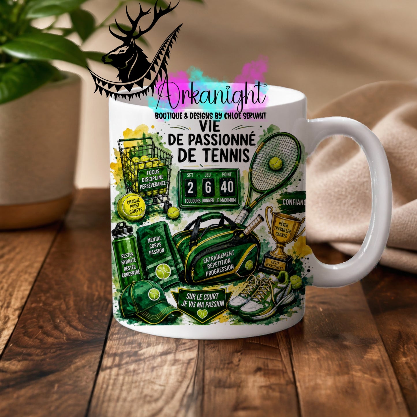Tasse en céramique sur commande - Collection Occupation & Passion ♡ Passionné de Tennis