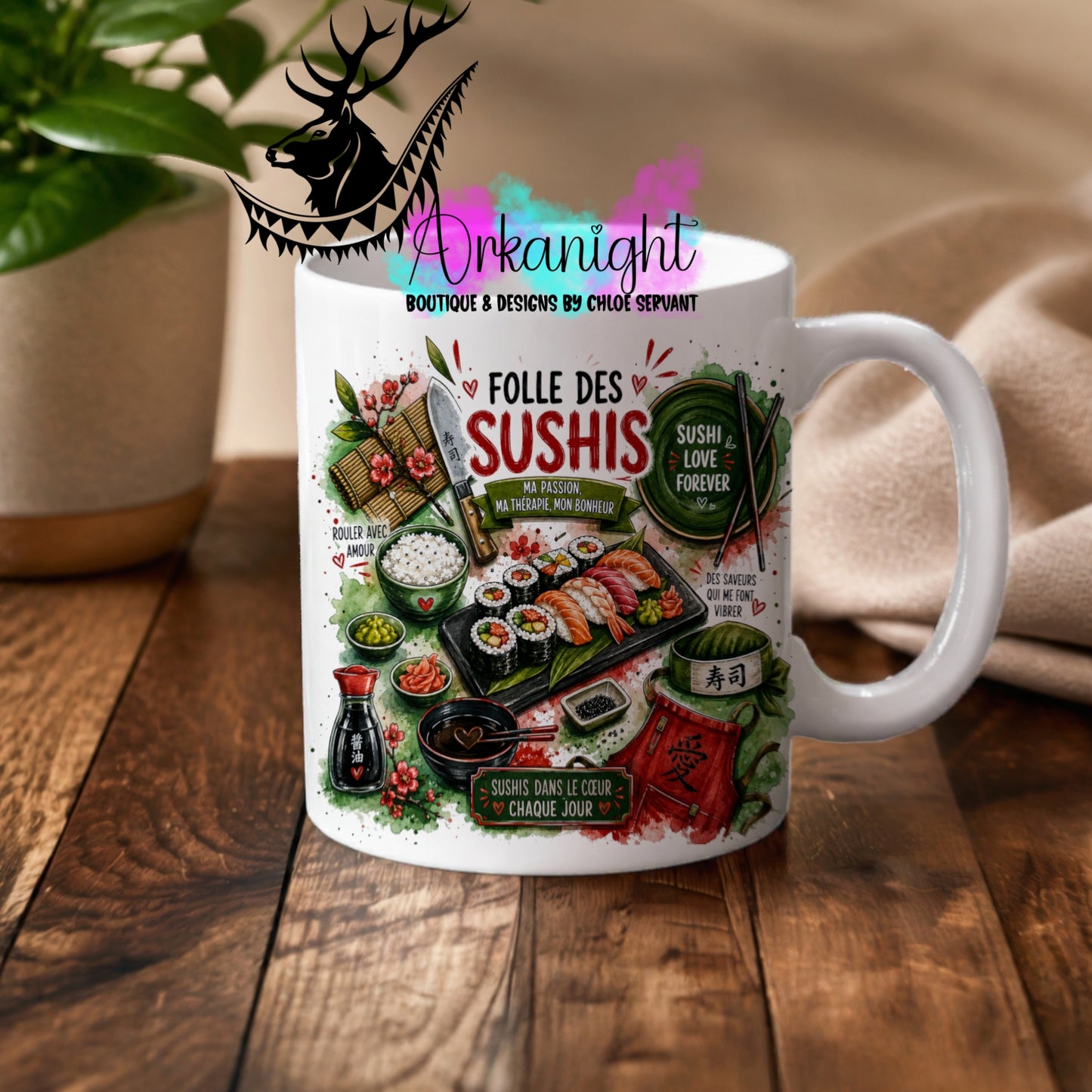Tasse en céramique sur commande - Collection Occupation & Passion ♡ Folle de Sushis