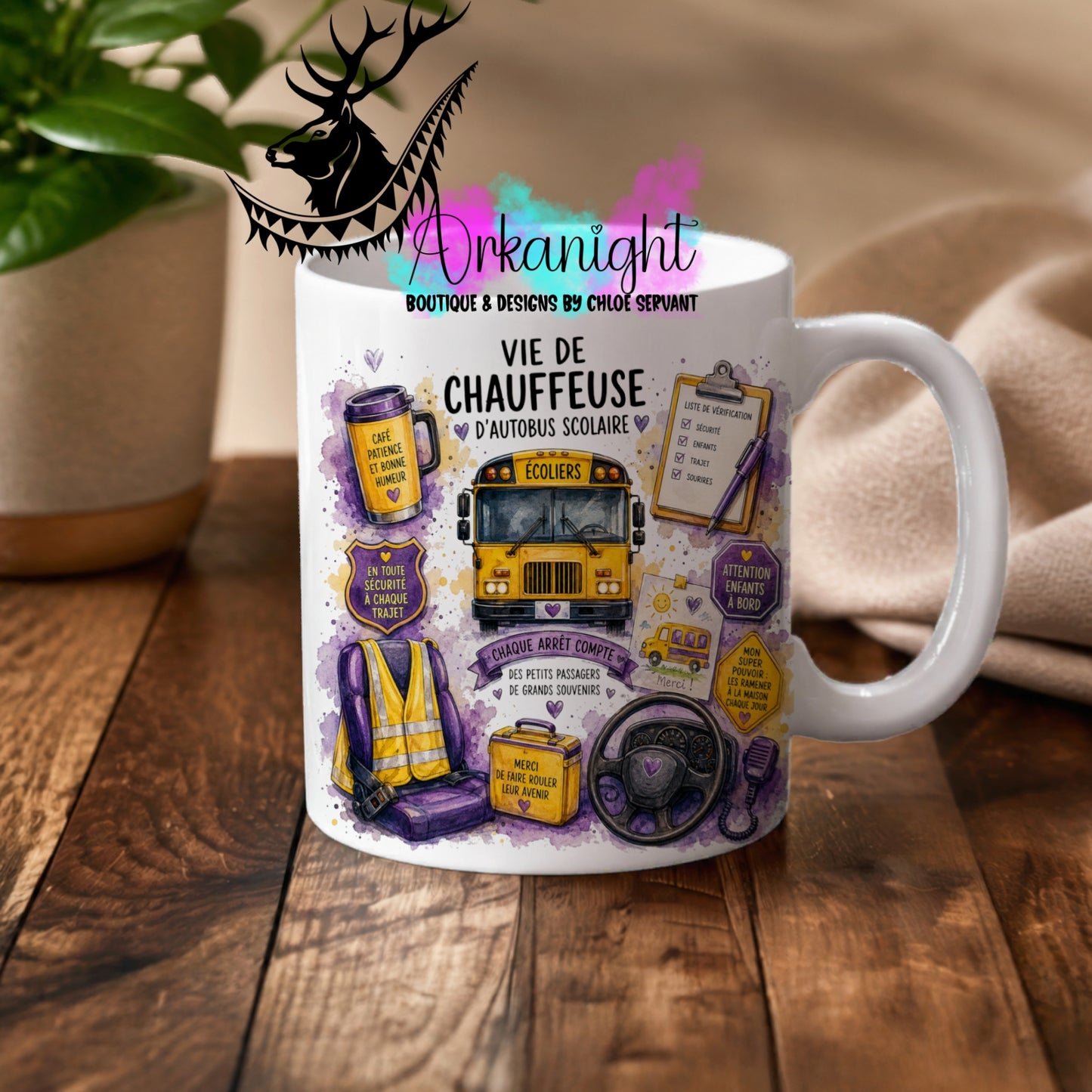 Tasse en céramique sur commande - Collection Occupation & Passion ♡ Vie de Chauffeuse d'autobus scolaire