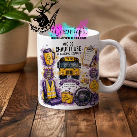 Tasse en céramique sur commande - Collection Occupation & Passion ♡ Vie de Chauffeuse d'autobus scolaire