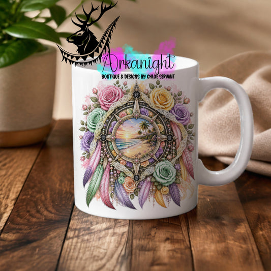 Tasse en céramique sur commande - Collection Boho 2026 ♡ Rose des vents ♡ Plage
