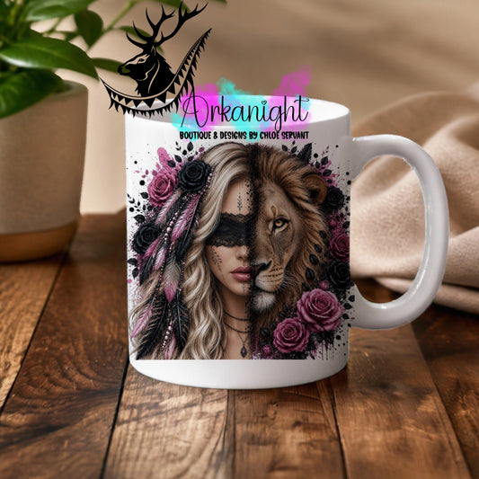 Tasse en céramique sur commande - Collection Boho 2026 ♡ Mi-Femme Mi-Animaux ♡ Lion Blonde