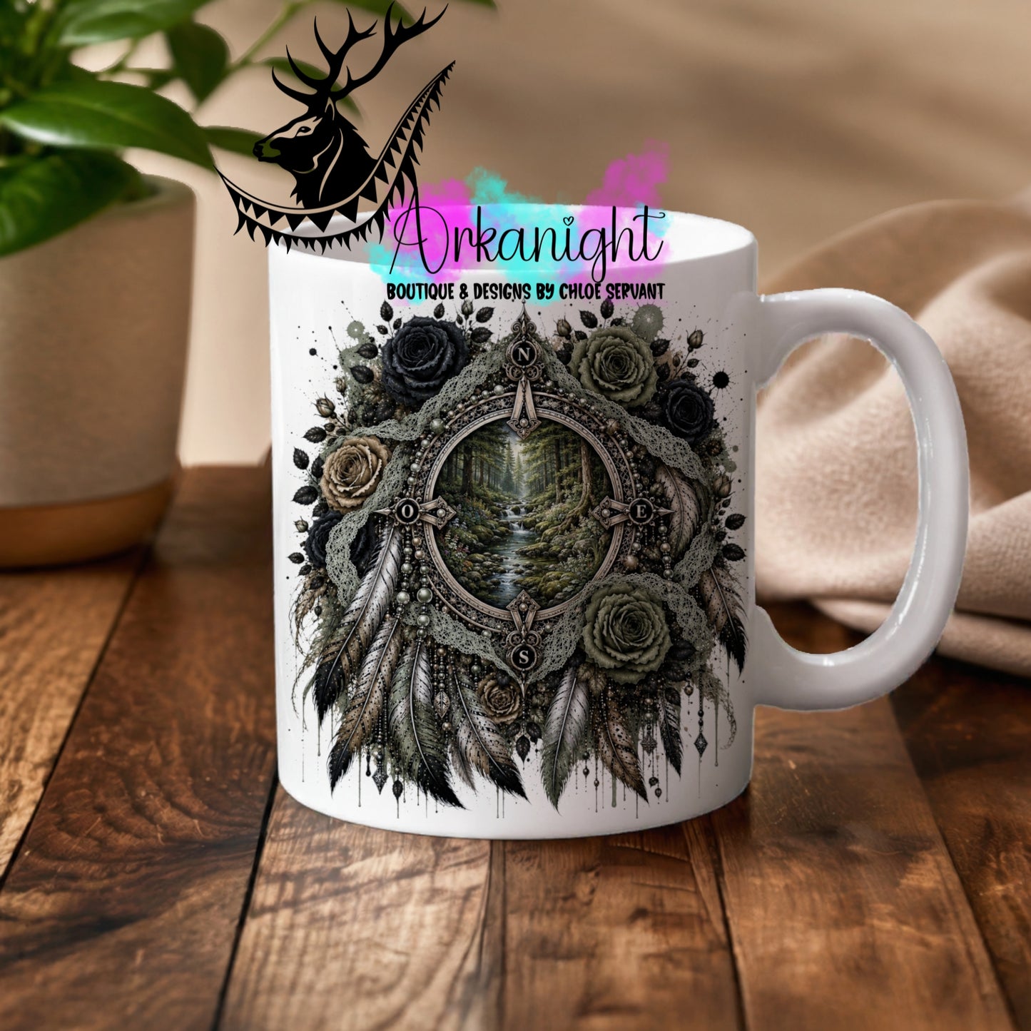 Numérique - Tasse en céramique - Collection Boho 2026 ♡ Rose des vents ♡ Forêt