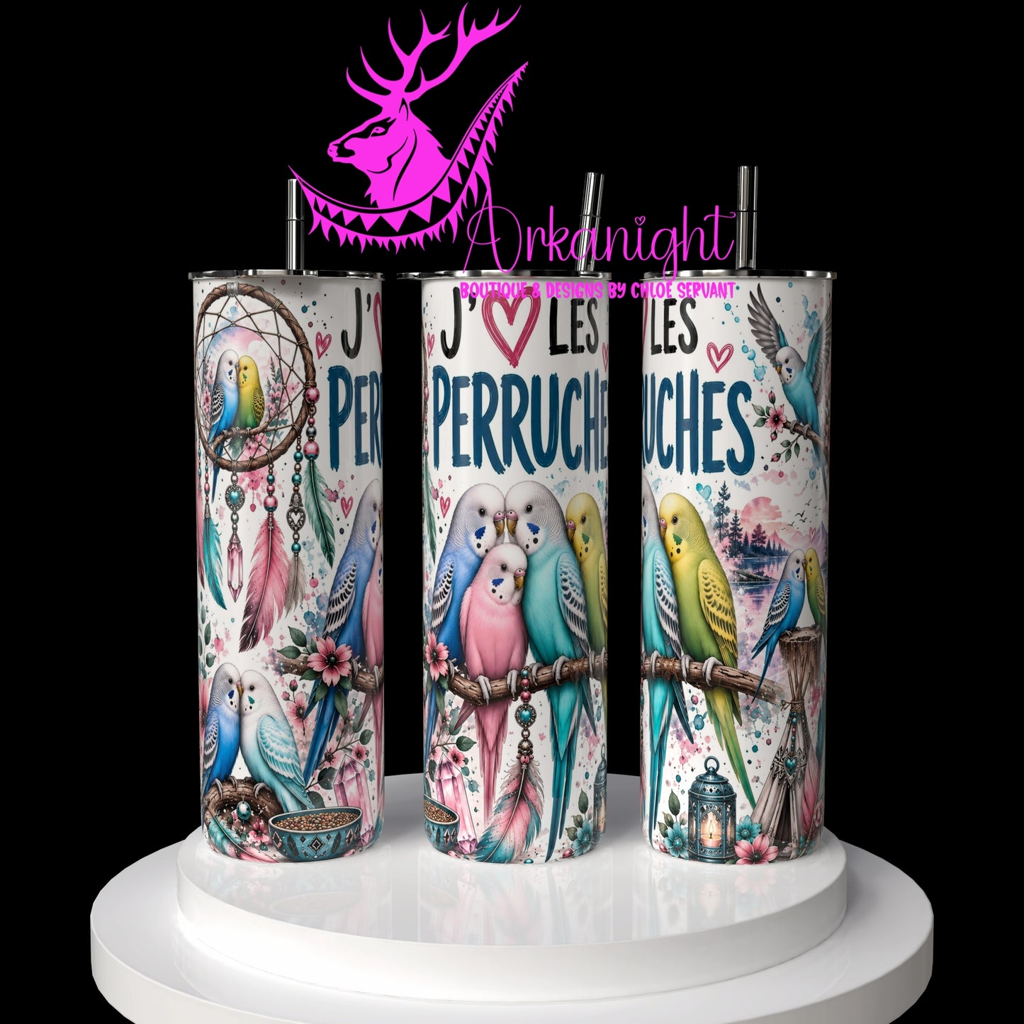 Gourde sur commande ♡ Collection Boho 2026 ♡ Animaux ♡ Perruches - 01