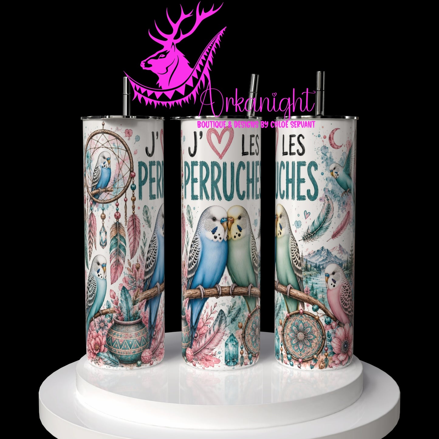 Gourde sur commande ♡ Collection Boho 2026 ♡ Animaux ♡ Perruches - 02