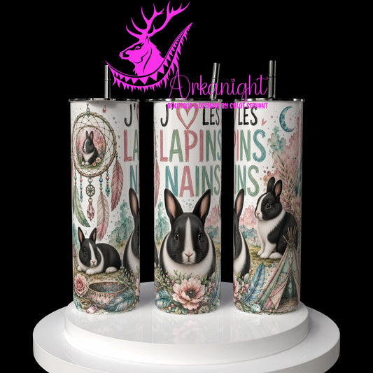 Gourde sur commande ♡ Collection Boho 2026 ♡ Animaux ♡ Lapins Nains Blanc et Noir