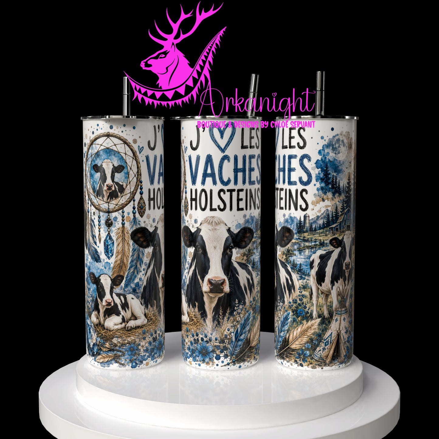 Gourde sur commande ♡ Collection Boho 2026 ♡ Animaux ♡ Vaches Holsteins