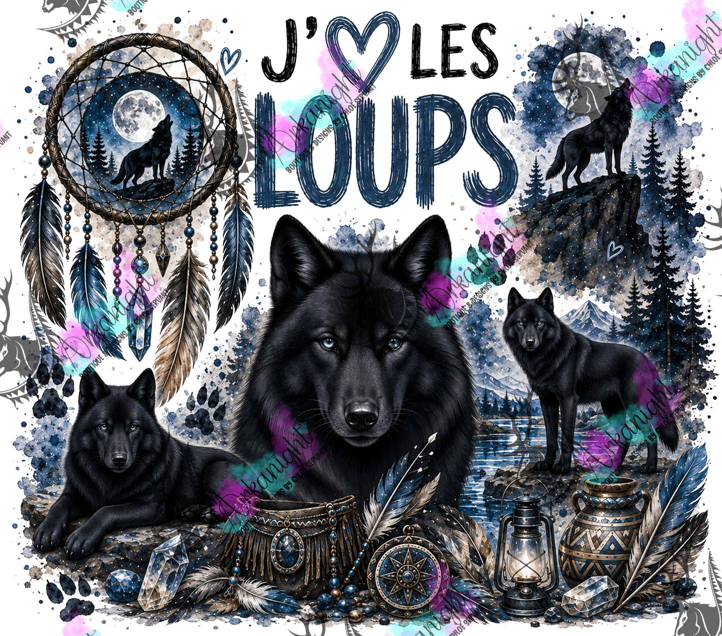 Numérique ♡Collection Boho 2026 ♡ Animaux ♡ Loups Noirs