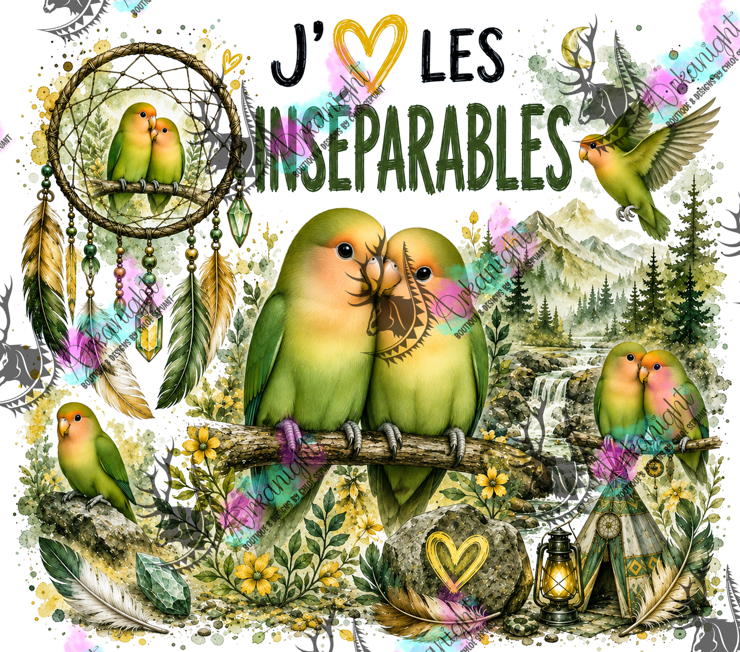Numérique ♡Collection Boho 2026 ♡ Animaux ♡ Inséparables