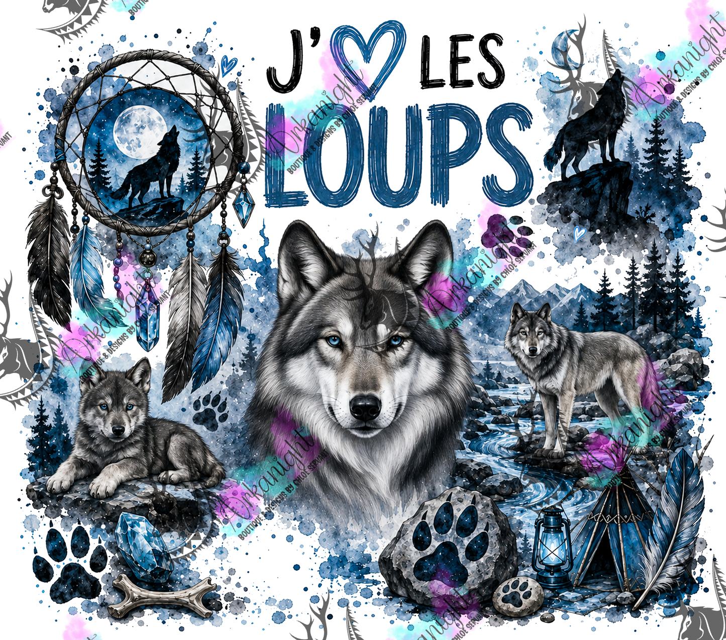 Numérique ♡Collection Boho 2026 ♡ Animaux ♡ Loups Gris