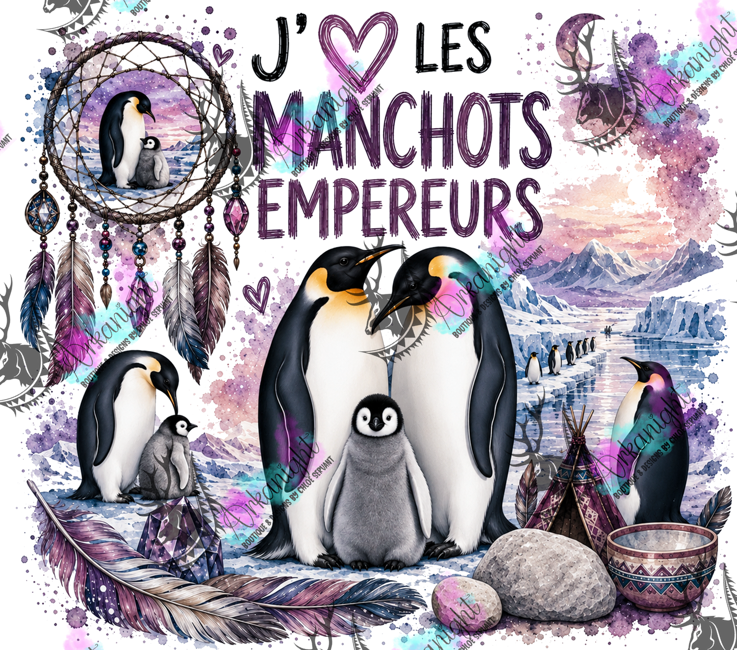Numérique ♡Collection Boho 2026 ♡ Animaux ♡ Manchots Empereurs
