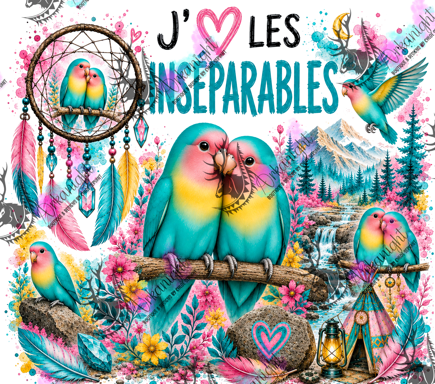 Numérique ♡Collection Boho 2026 ♡ Animaux ♡ Inséparables - 01