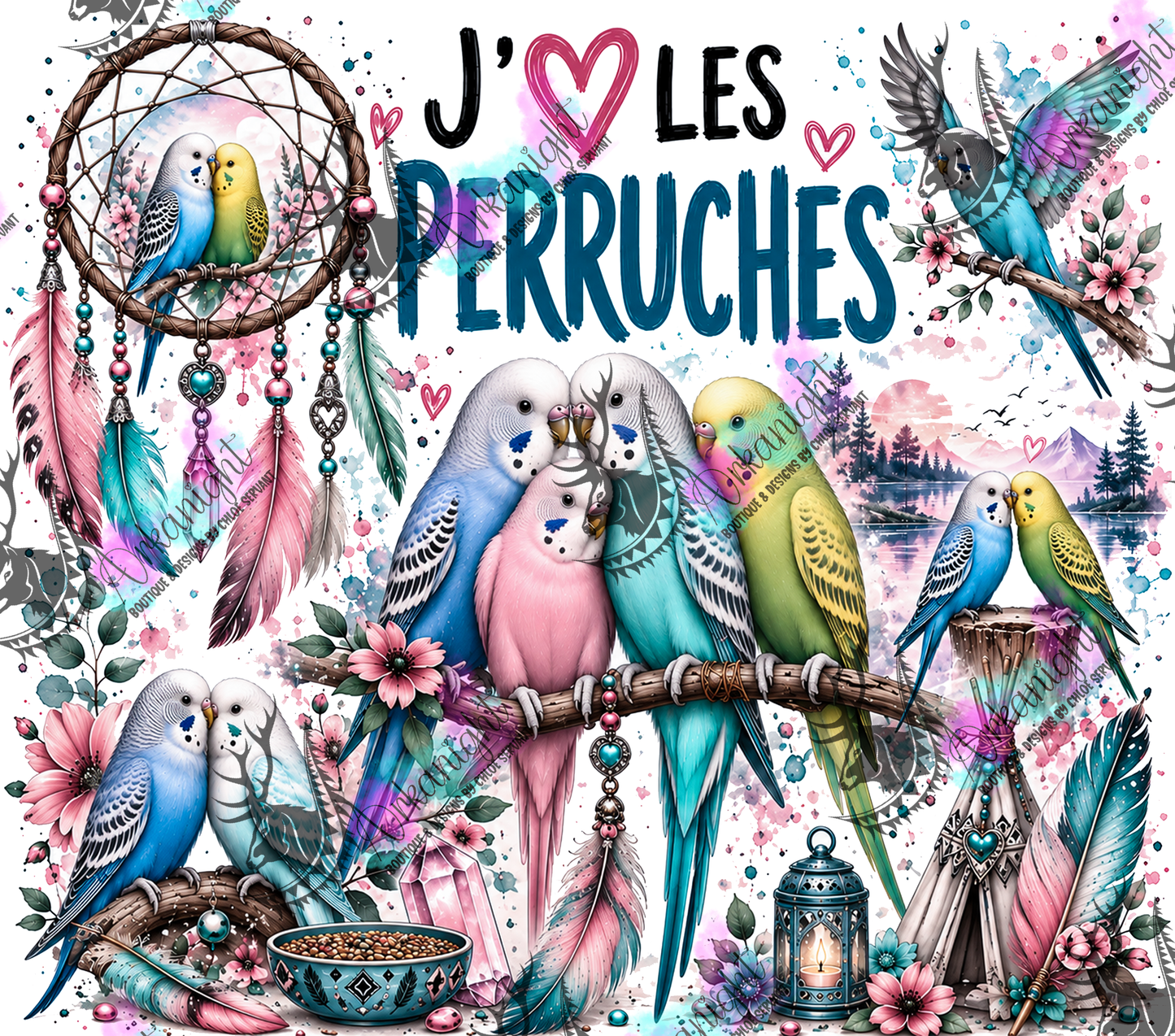 Numérique ♡Collection Boho 2026 ♡ Animaux - Perruches - 01