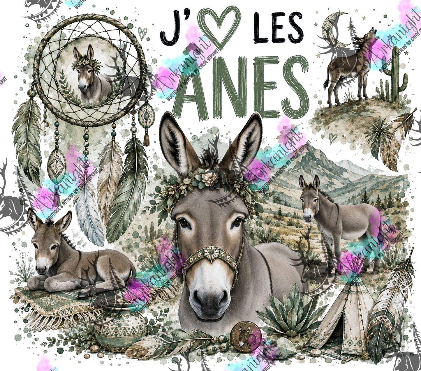 Numérique ♡Collection Boho 2026 ♡ Animaux - Ânes