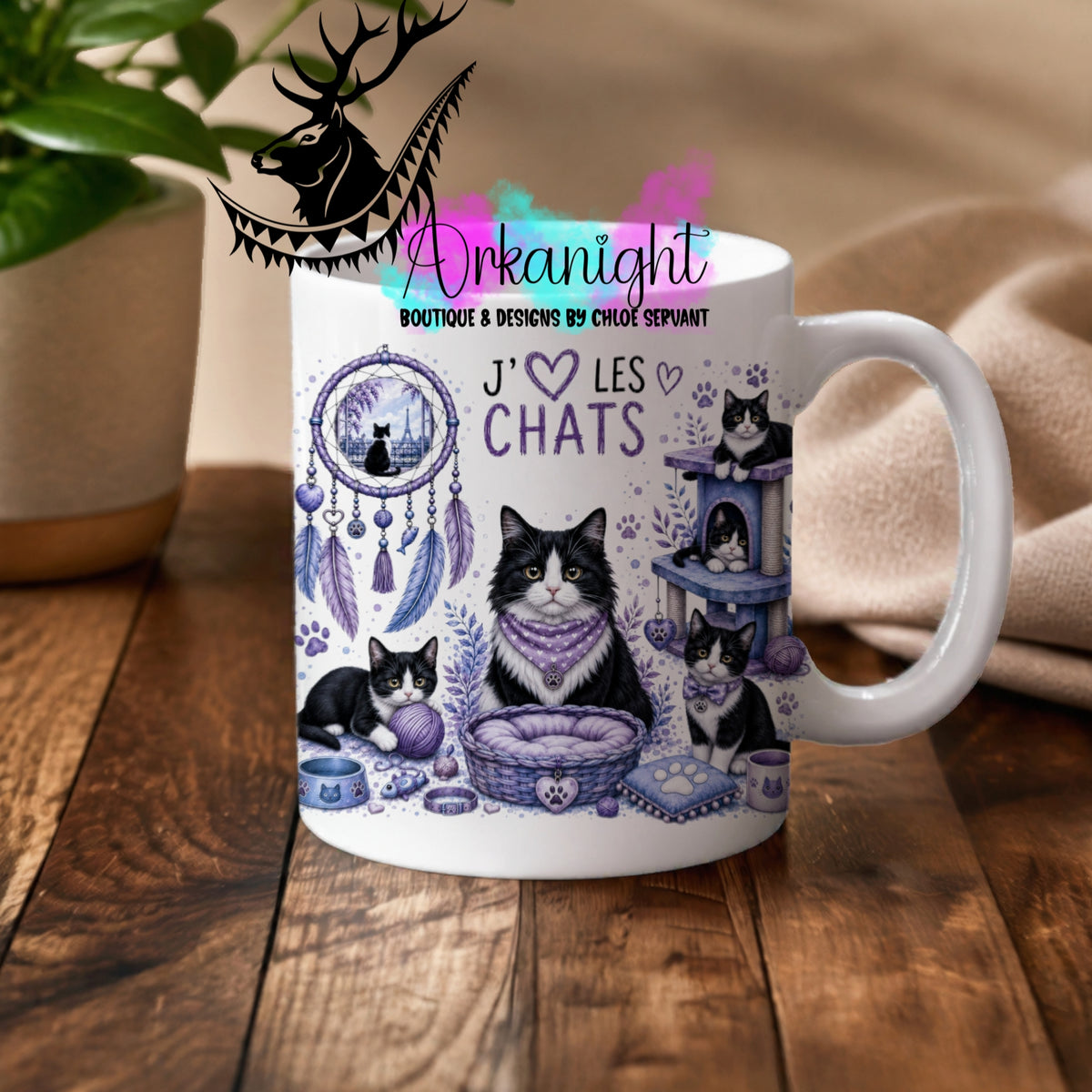Numérique - Tasse en céramique - Collection Boho 2026 ♡ Chats ♡ Noir & Blanc