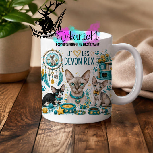 Tasse en céramique sur commande - Collection Boho 2026 ♡ Chats ♡ Devon Rex