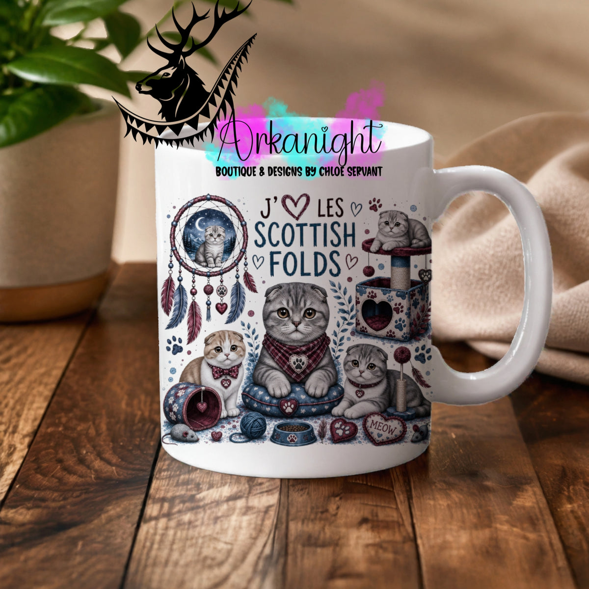 Tasse en céramique sur commande - Collection Boho 2026 ♡ Chats ♡ Scottish Fold