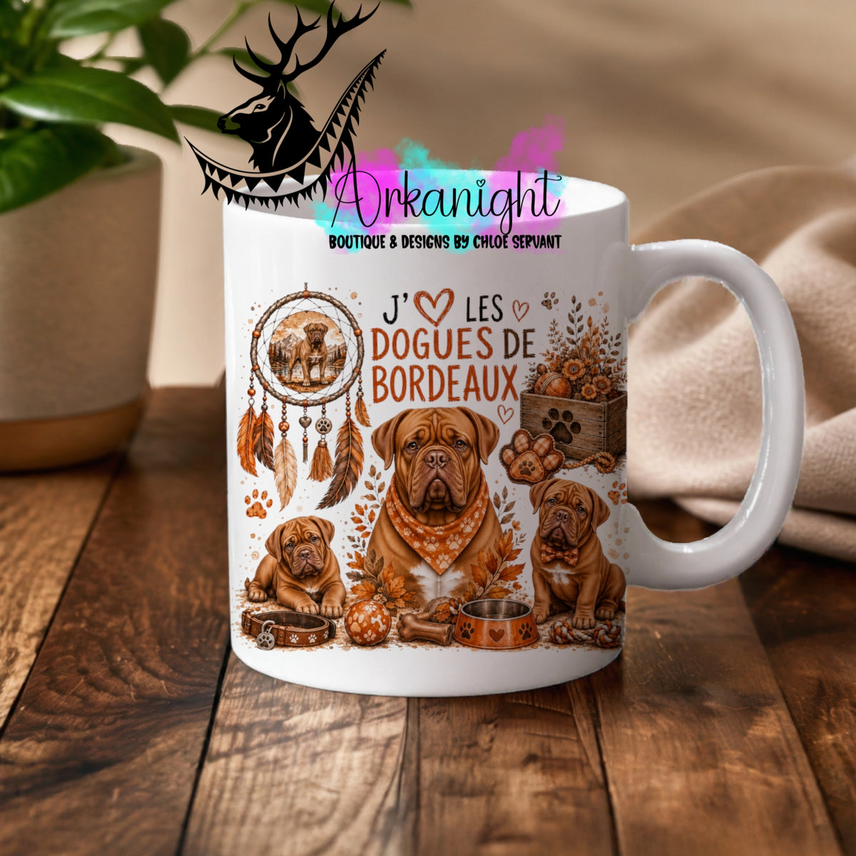 Numérique - Tasse en céramique - Collection Boho 2026 ♡ Chiens ♡ Dogues de Bordeaux