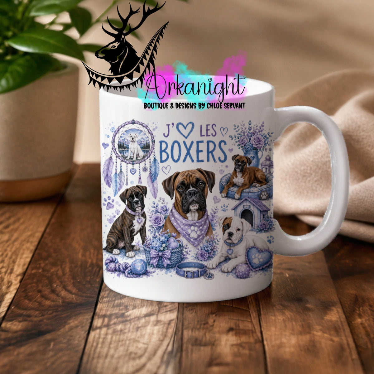 Numérique - Tasse en céramique - Collection Boho 2026 ♡ Chiens ♡ Boxers