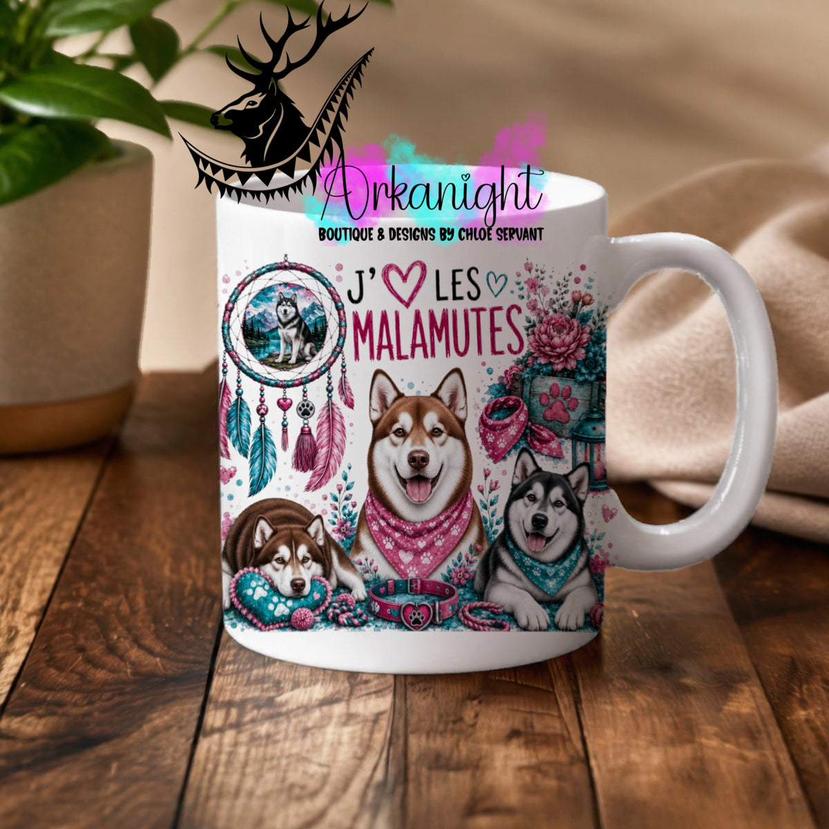 Numérique - Tasse en céramique - Collection Boho 2026 ♡ Chiens ♡ Malamutes