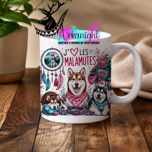 Tasse en céramique sur commande - Collection Boho 2026 ♡ Chiens ♡                Malamutes