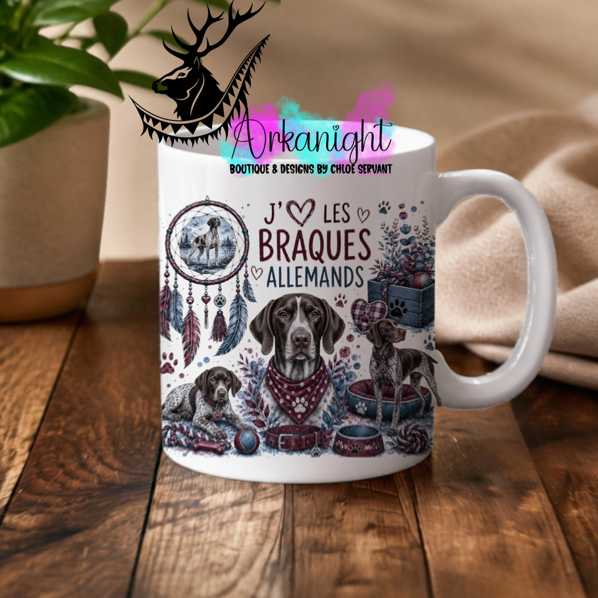 Tasse en céramique sur commande - Collection Boho 2026 ♡ Chiens ♡                 Braques Allemands
